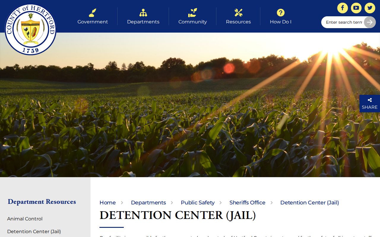 Hertford County detention center arrest and inmate information page