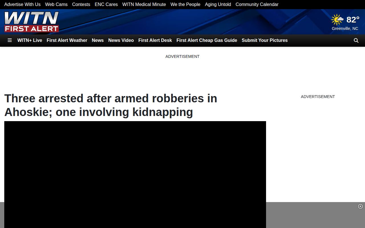 WITN report about an Ahoskie arrest event and county detention